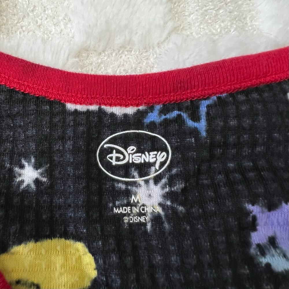 Disney Mickey Mouse Sleep Shirt Nightgown Womens Medium Black Waffle Knit Pajama - Picture 3 of 7